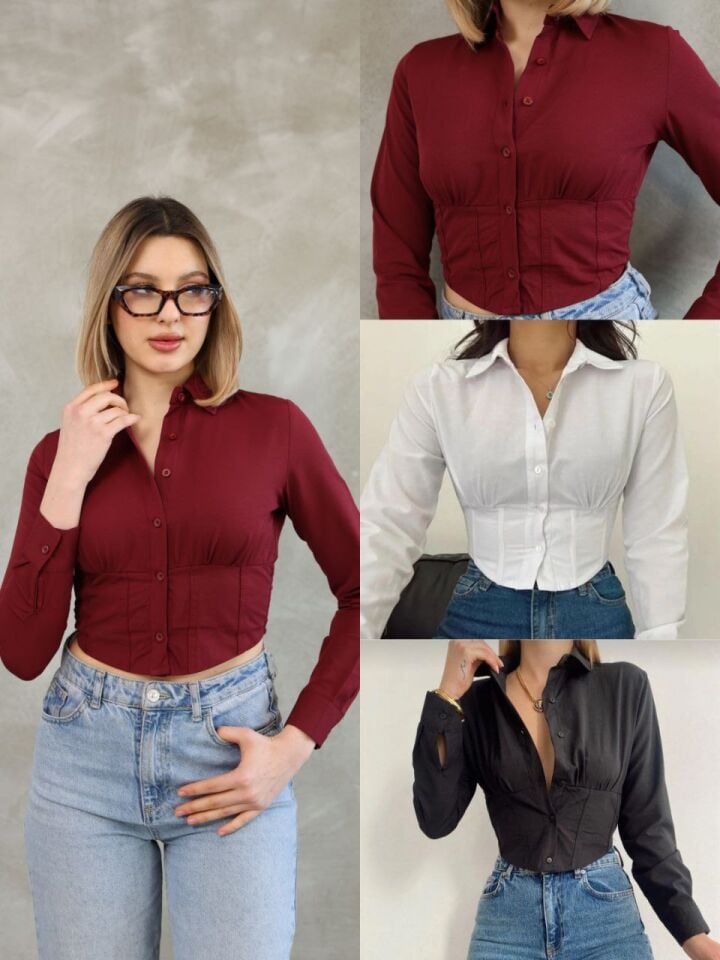 SSMMLXL 6ADET CROP SLİM FİT GÖMLEK (TOPTAN)
