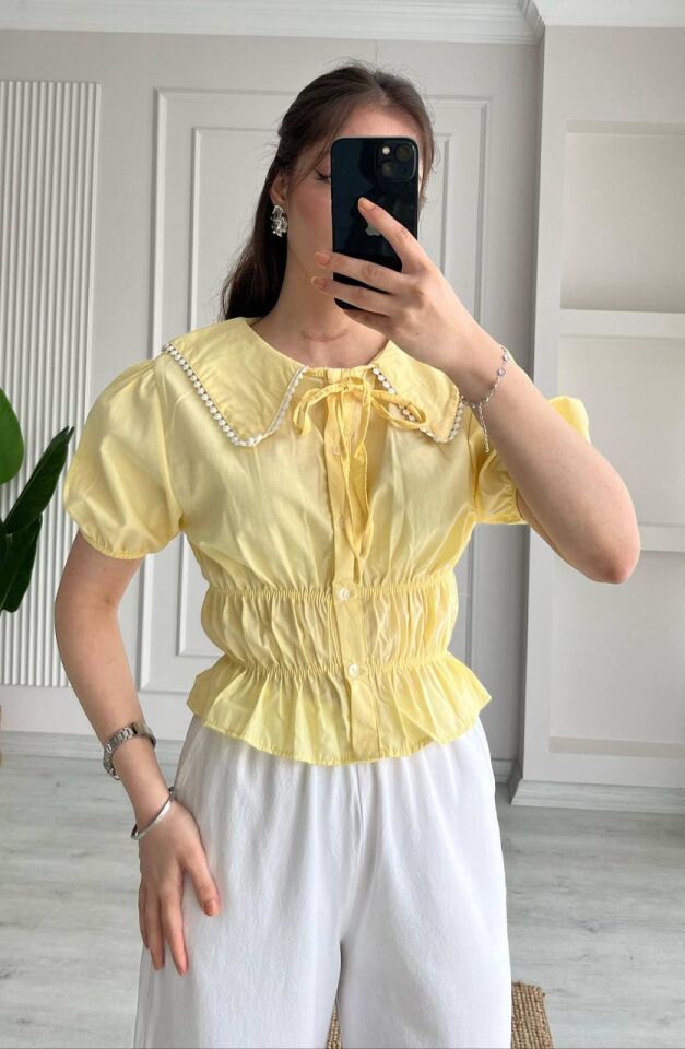 Yeni Sezon Bebe Yaka Detaylı Gömlek Bluz