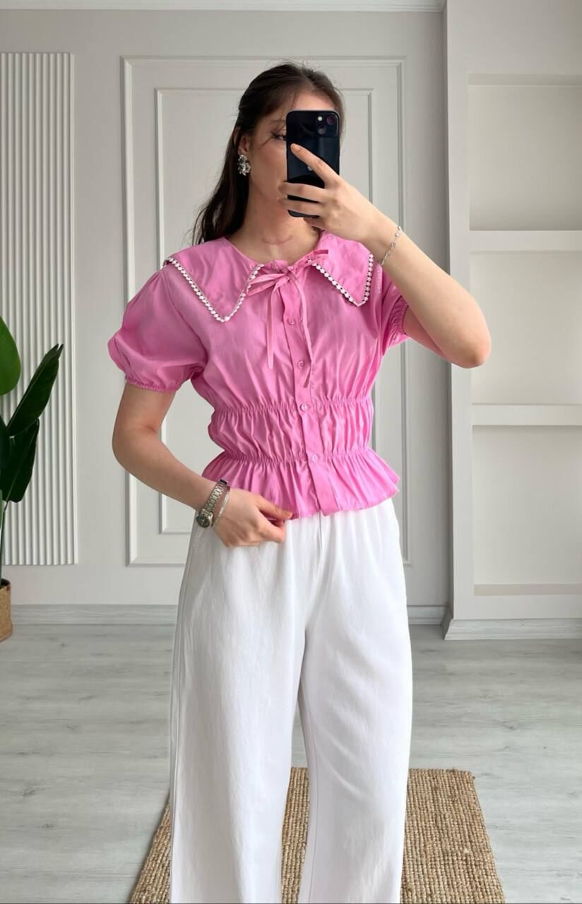 Yeni Sezon Bebe Yaka Detaylı Gömlek Bluz