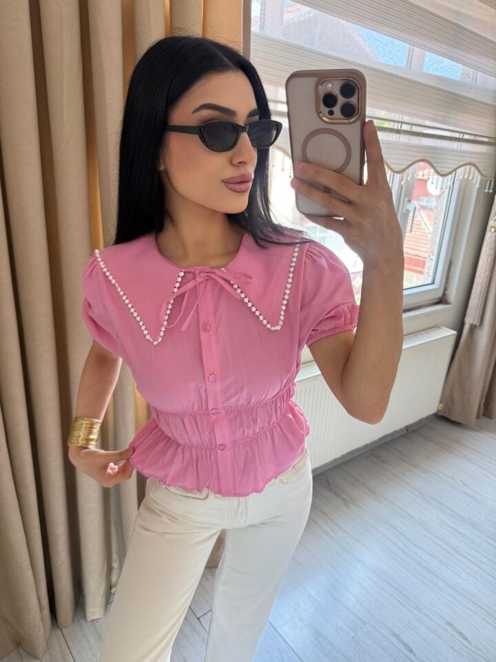 Kadın Yeni Sezon Bebe Yaka Detaylı Gömlek Bluz