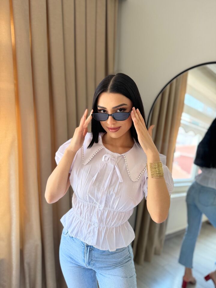 Kadın Yeni Sezon Bebe Yaka Detaylı Gömlek Bluz
