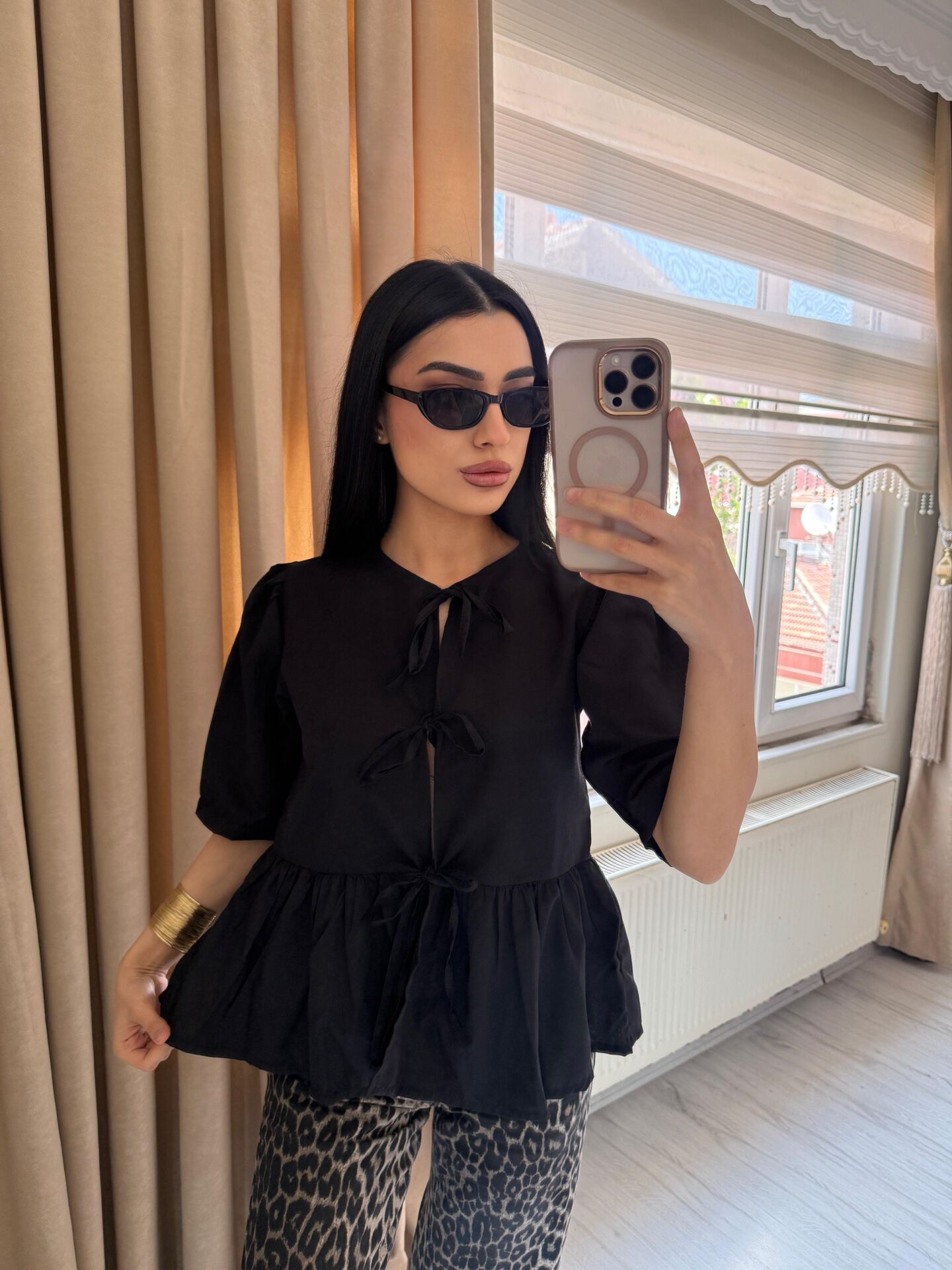 Yeni Sezon Önü Bağlamalı Poplin Kumaş Bluz